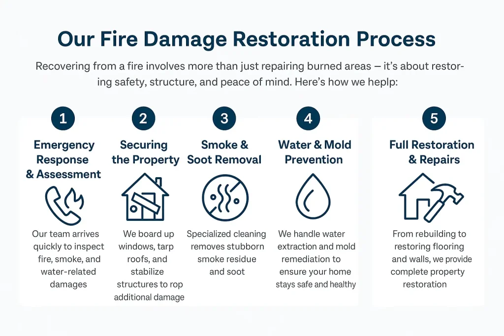 fire damage resotration process infographics