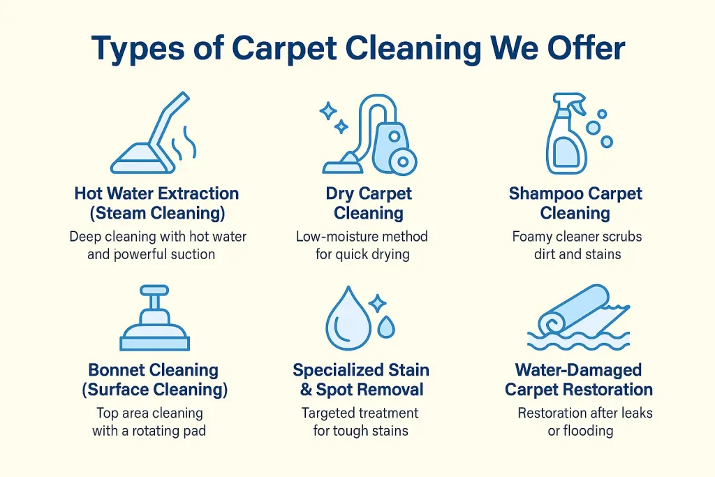 types of carpet cleaning infographics
